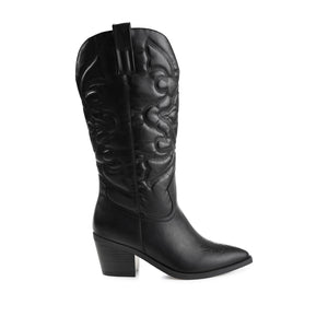 CHANTRY COWGIRL BOOTS IN VEGAN LEATHER - Black PU