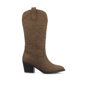 CHANTRY COWGIRL VEGAN LEATHER BOOTS IN WIDE CALF