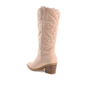 CHANTRY COWGIRL VEGAN LEATHER BOOTS IN WIDE CALF