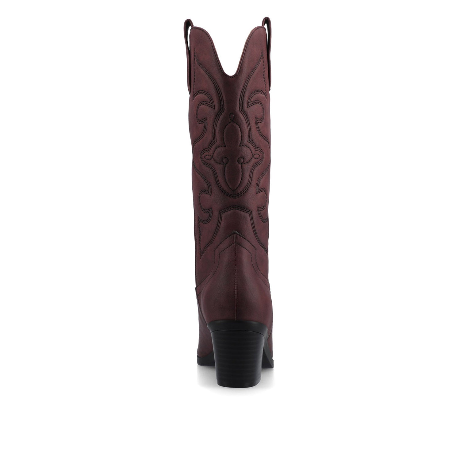 CHANTRY COWGIRL VEGAN LEATHER BOOTS IN WIDE CALF - Oxblood Nubuck