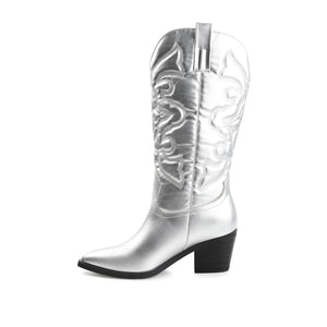 CHANTRY COWGIRL VEGAN LEATHER BOOTS IN WIDE CALF