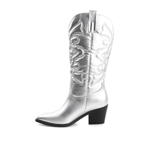 CHANTRY COWGIRL BOOTS IN VEGAN LEATHER - Silver PU