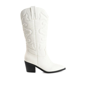 CHANTRY COWGIRL BOOTS IN VEGAN LEATHER - White PU