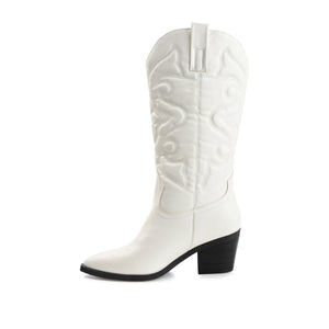 CHANTRY COWGIRL VEGAN LEATHER BOOTS IN WIDE CALF