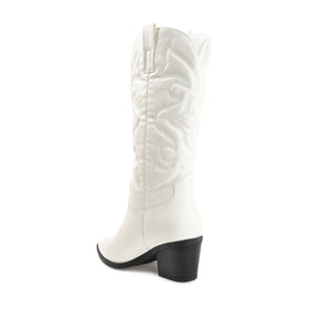CHANTRY COWGIRL BOOTS IN VEGAN LEATHER - White PU