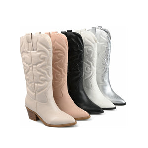 CHANTRY COWGIRL BOOTS IN VEGAN LEATHER - Silver PU