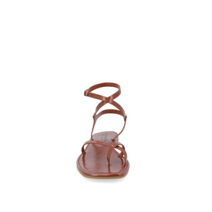 CHARRA MULTI STRAP SANDALS IN PATENT - Cognac