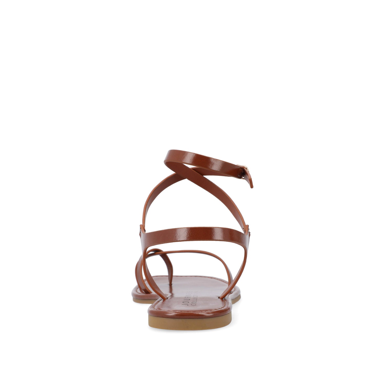 CHARRA MULTI STRAP SANDALS IN PATENT - Cognac