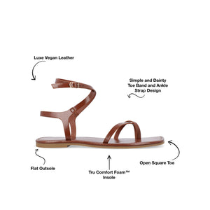 CHARRA MULTI STRAP SANDALS IN PATENT - Cognac