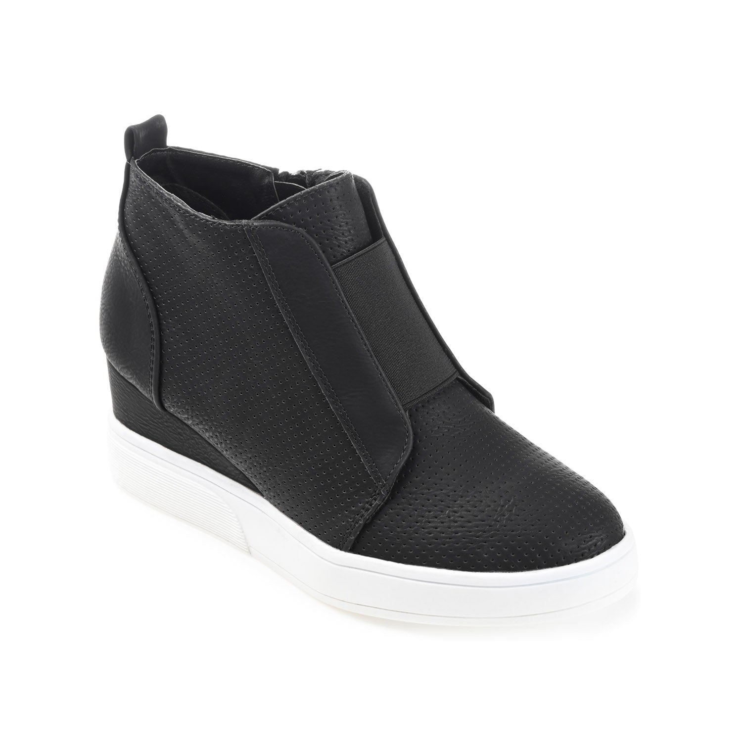 CLARA WEDGE SNEAKERS IN VEGAN LEATHER - Black PU