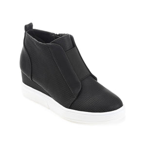 CLARA WEDGE SNEAKERS IN VEGAN LEATHER - Black PU