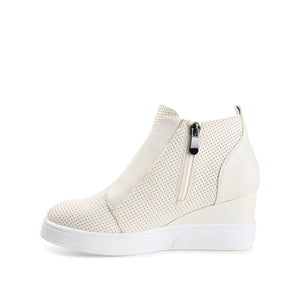 CLARA WEDGE SNEAKERS IN VEGAN LEATHER - Bone PU