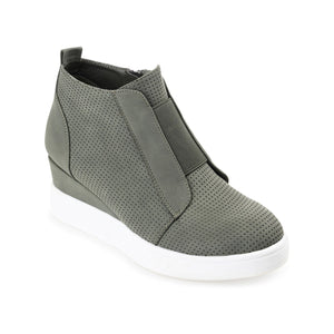 CLARA WEDGE HEEL SNEAKERS IN WIDE - Olive PU