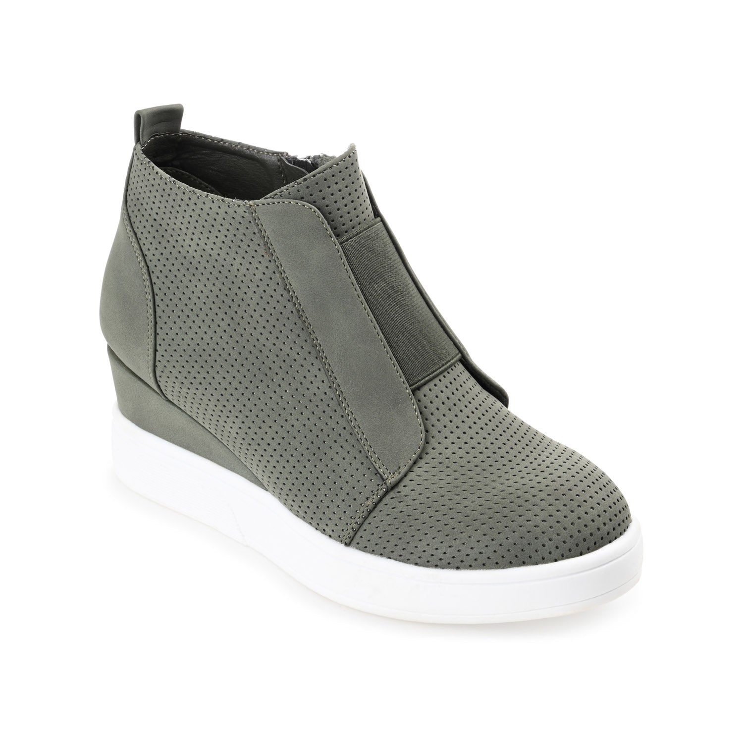 CLARA WEDGE SNEAKERS IN VEGAN LEATHER - Olive PU