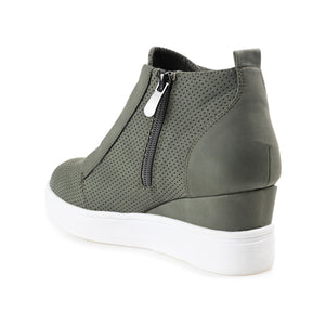 CLARA WEDGE HEEL SNEAKERS IN WIDE - Olive PU