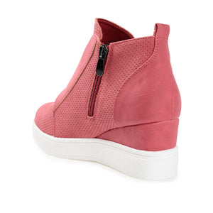 CLARA WEDGE SNEAKERS IN VEGAN LEATHER - Pink PU