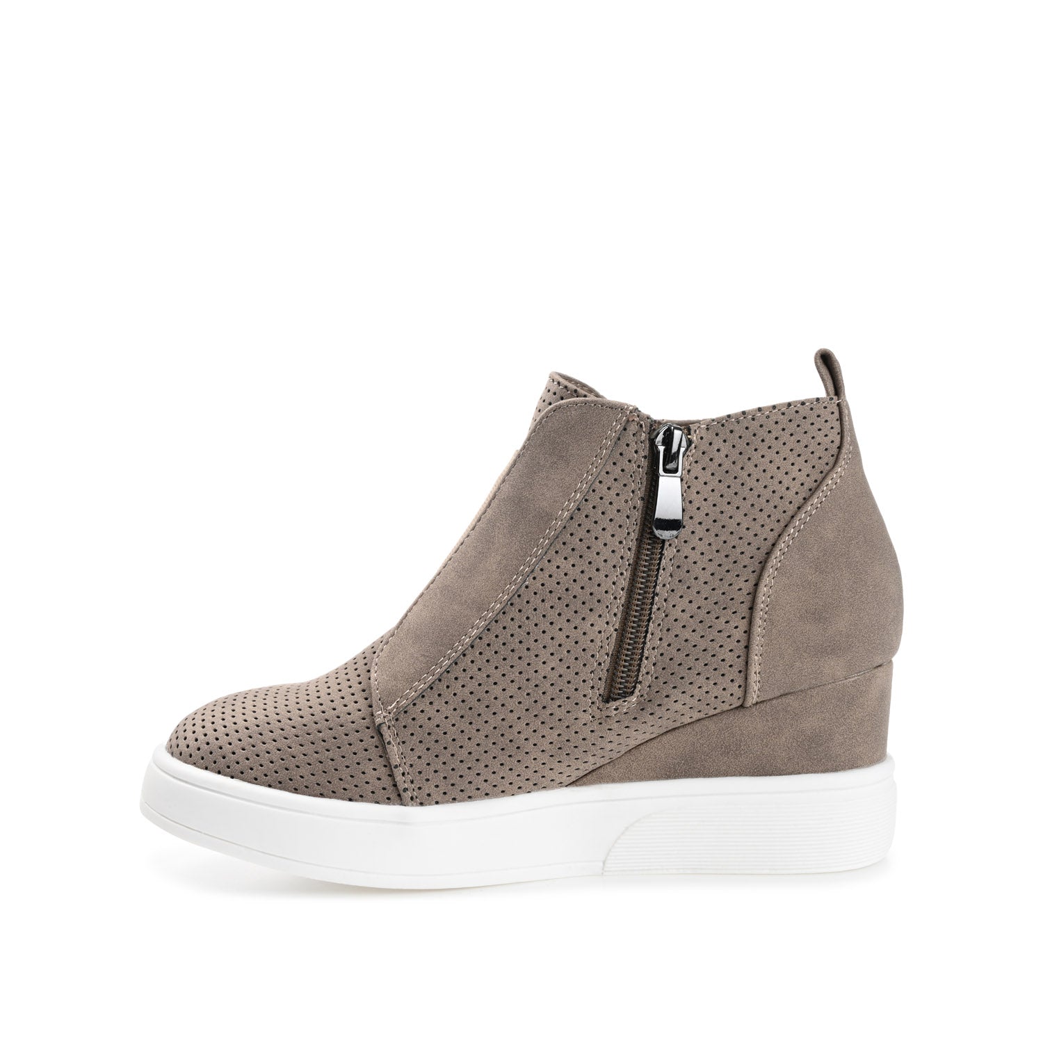 CLARA WEDGE SNEAKERS IN VEGAN LEATHER - Taupe PU