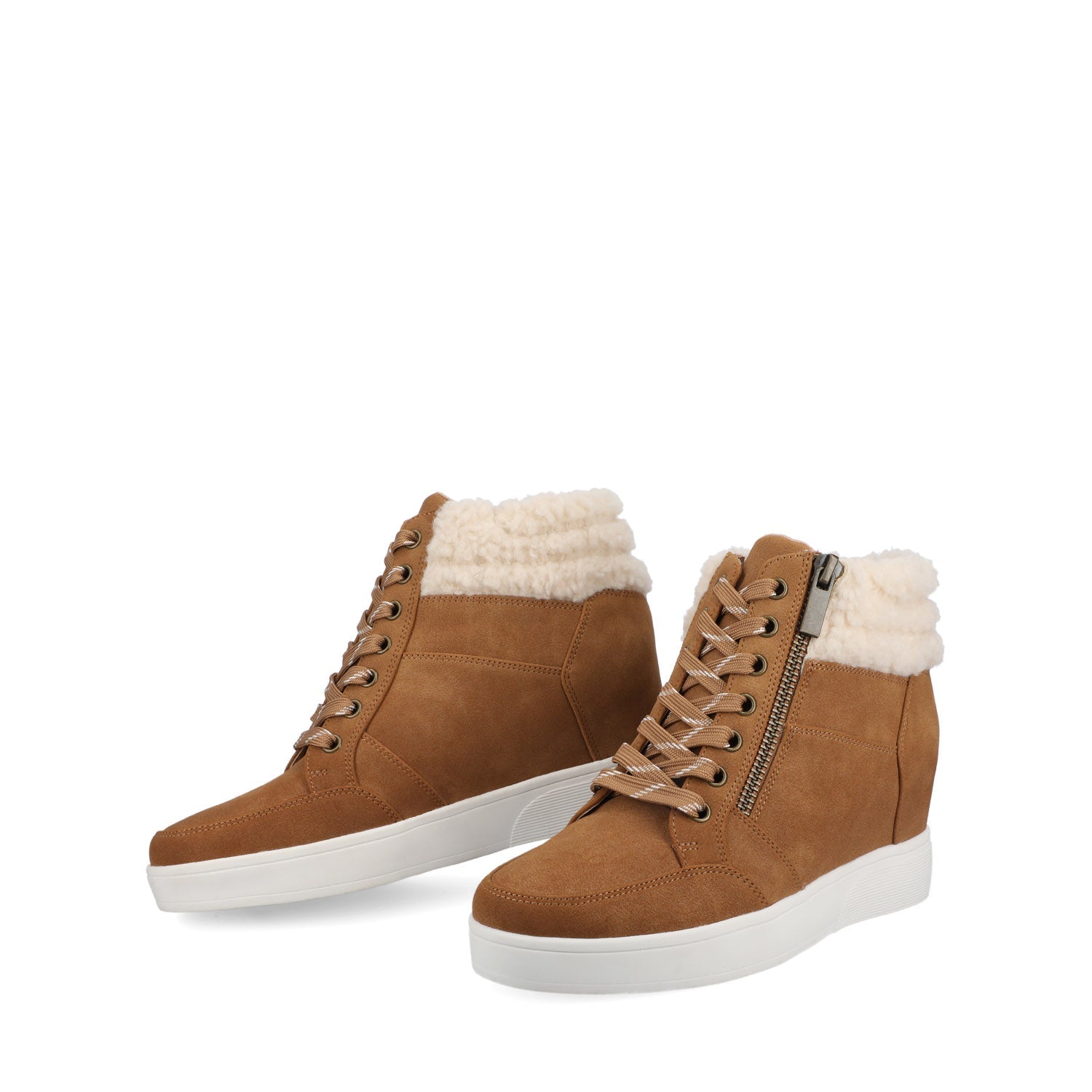 CLARITY HIGH TOP WEDGE SNEAKER - Cognac