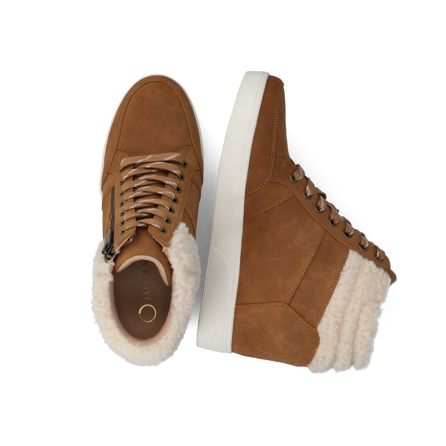 CLARITY HIGH TOP WEDGE SNEAKER - Cognac