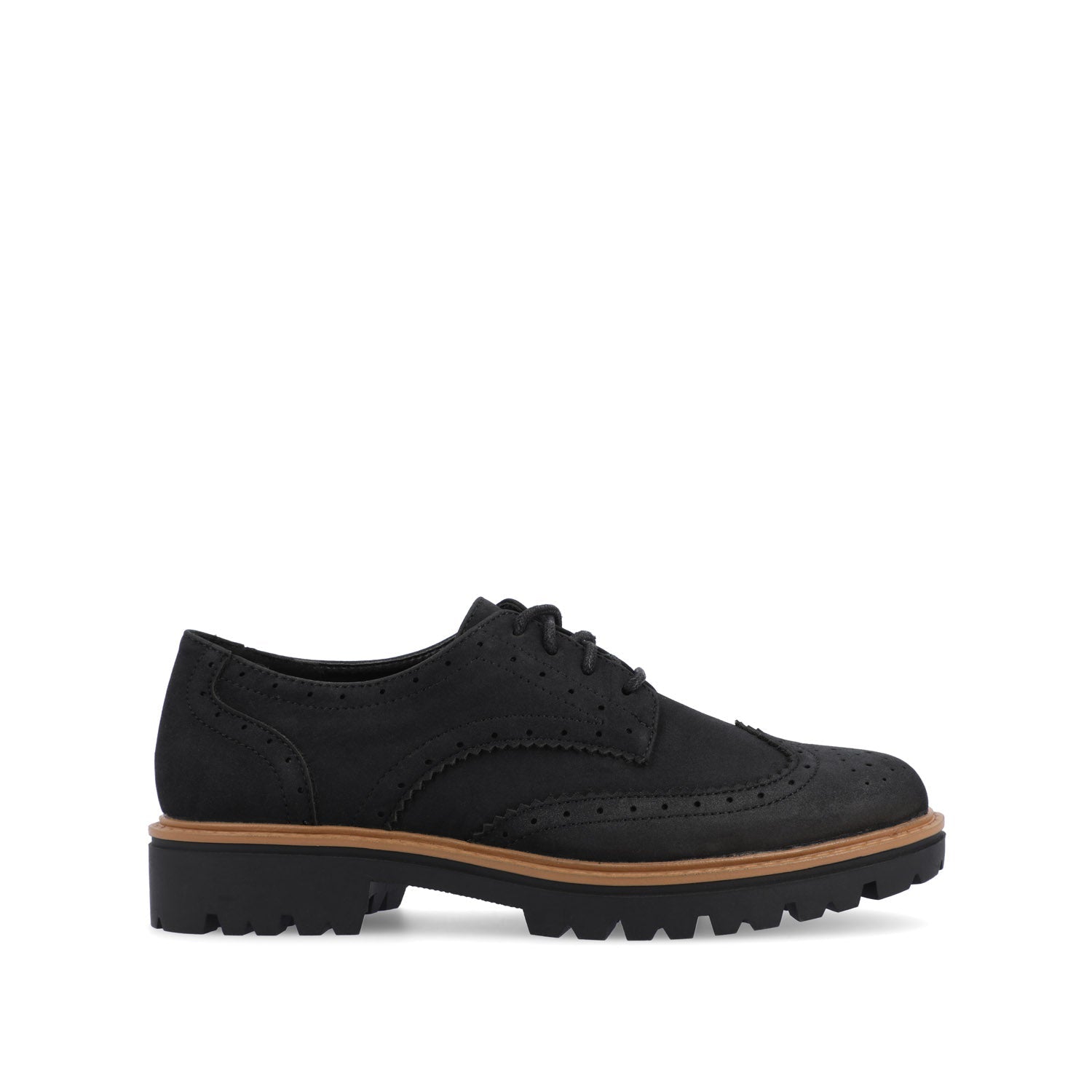 CLAUDIYA OXFORD LOAFER FLAT IN FAUX SUEDE - Black Faux Suede