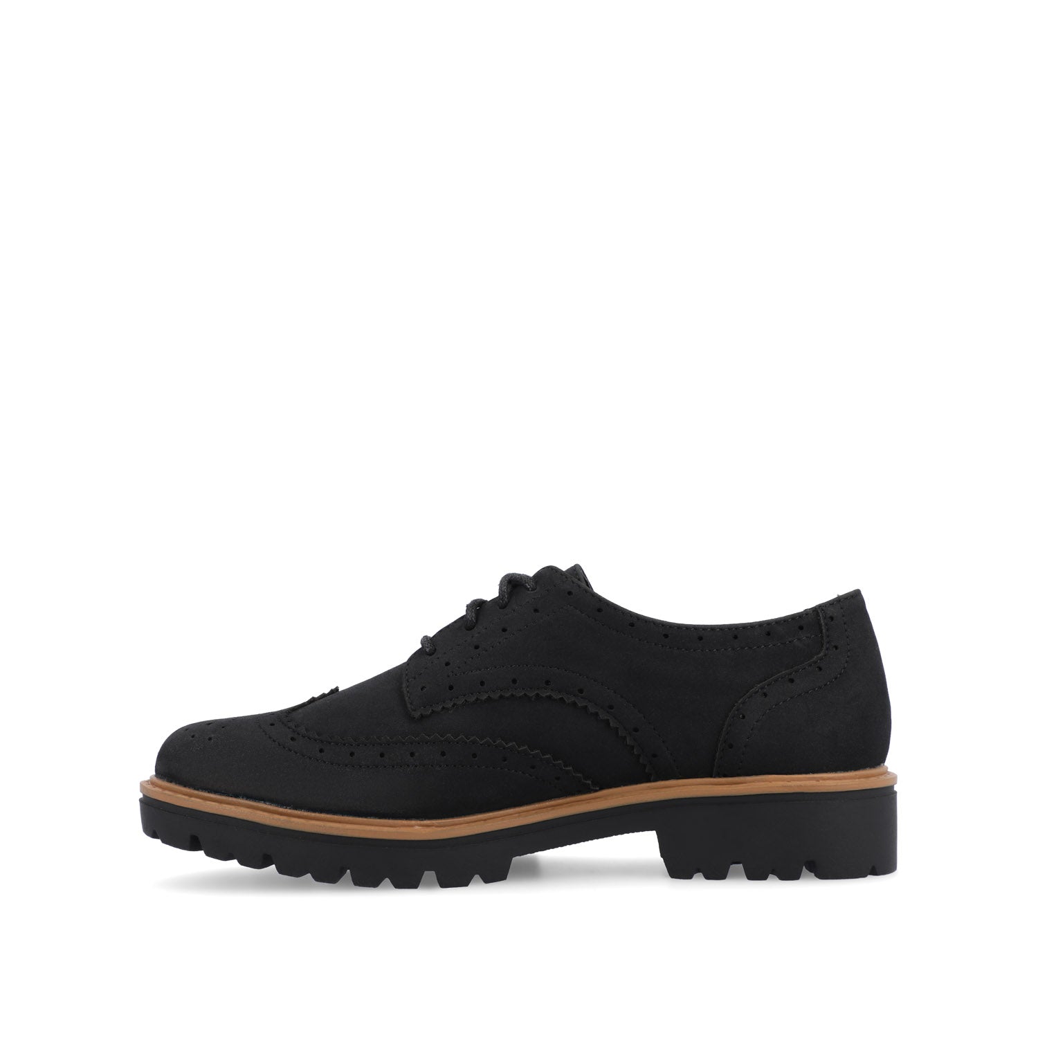 CLAUDIYA OXFORD LOAFER FLATS IN WIDE - Black Faux Suede