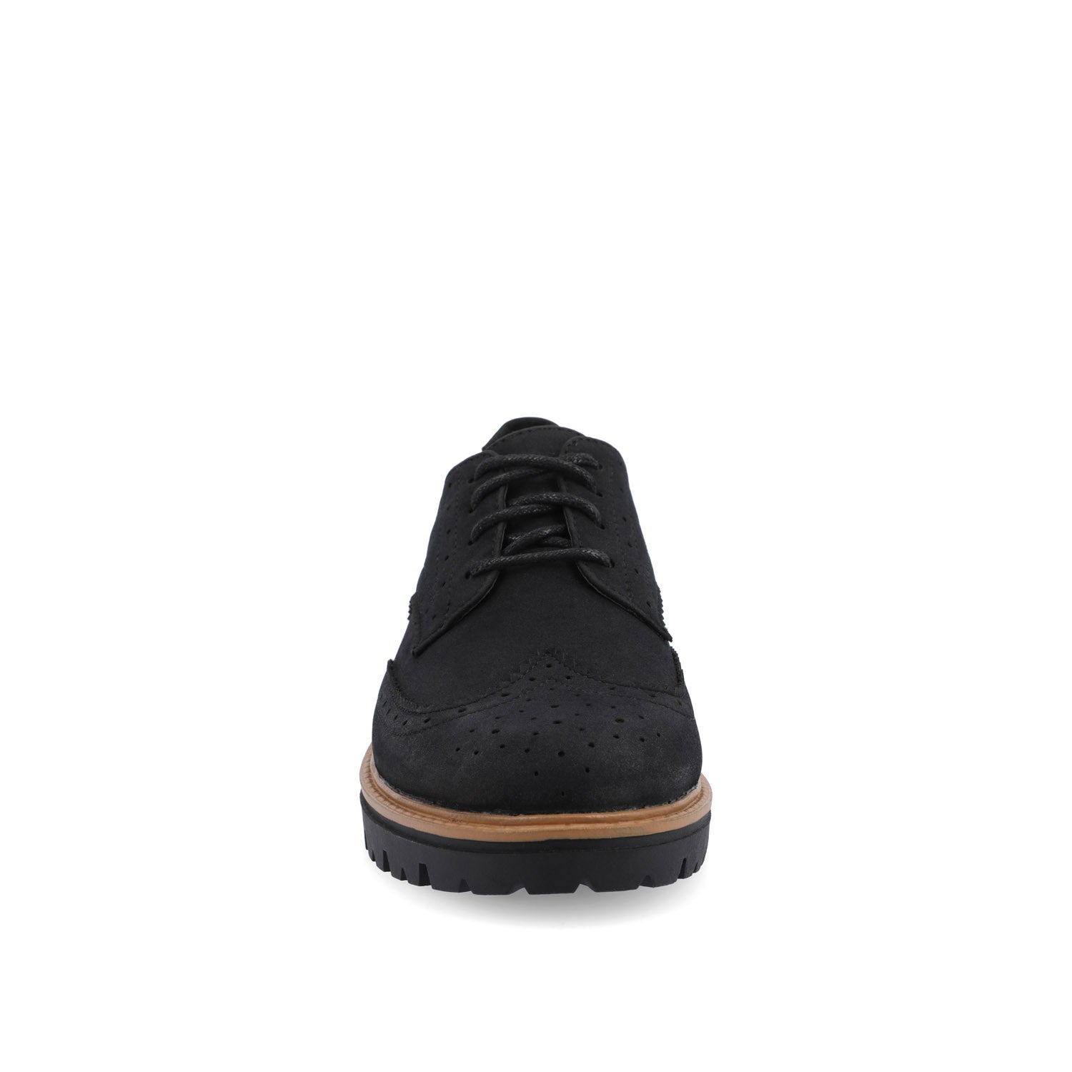 CLAUDIYA OXFORD LOAFER FLAT IN FAUX SUEDE - Black Faux Suede