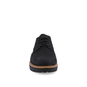 CLAUDIYA OXFORD LOAFER FLAT IN FAUX SUEDE - Black Faux Suede