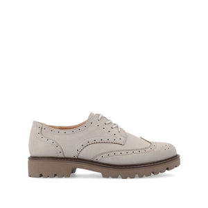 CLAUDIYA OXFORD LOAFER FLAT IN FAUX SUEDE - Grey Faux Suede