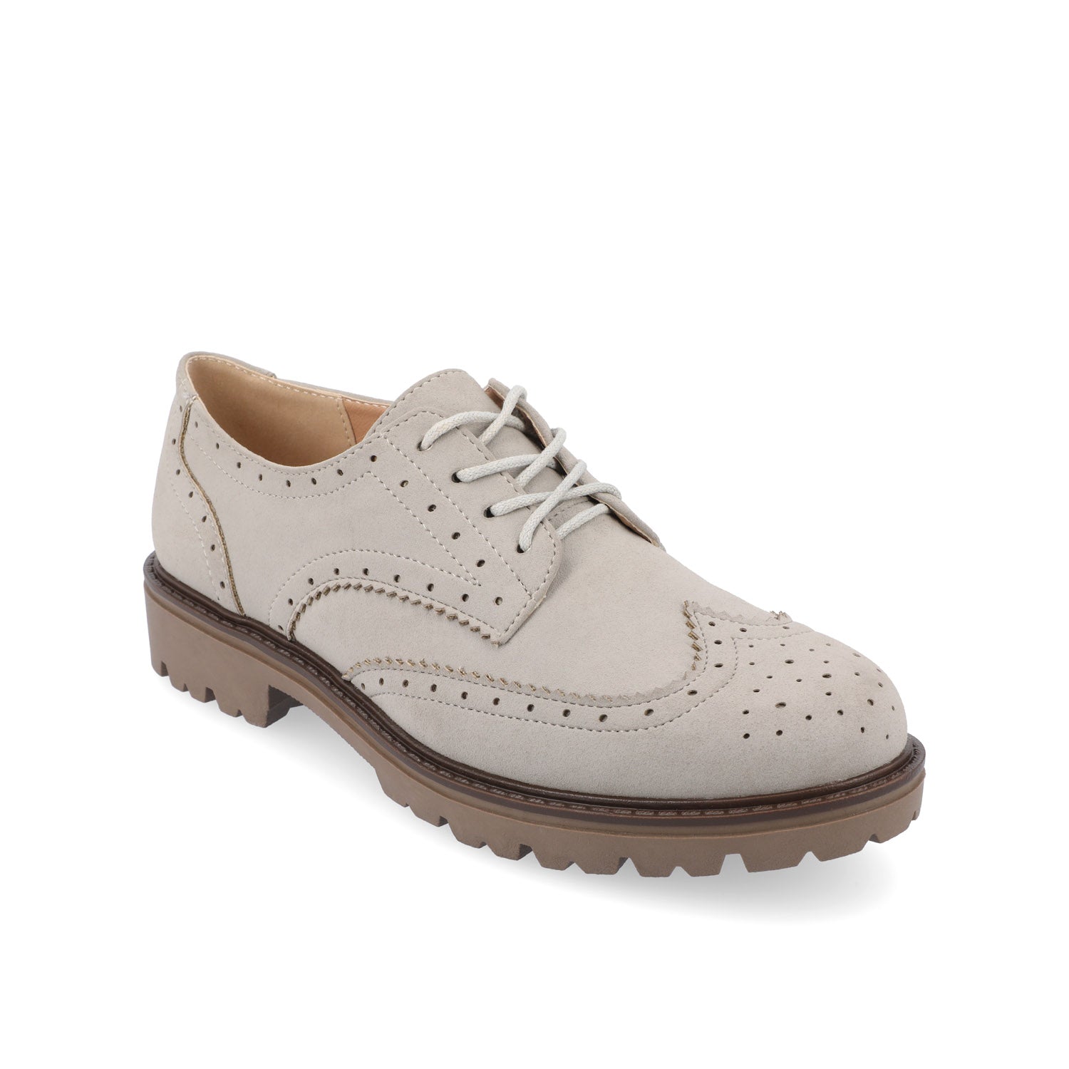 CLAUDIYA OXFORD LOAFER FLAT IN FAUX SUEDE - Grey Faux Suede