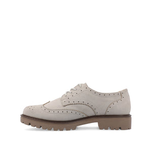 CLAUDIYA OXFORD LOAFER FLAT IN FAUX SUEDE - Grey Faux Suede