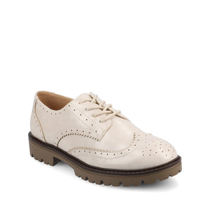 CLAUDIYA OXFORD VEGAN LEATHER LOAFER IN WIDE - Bone Patent