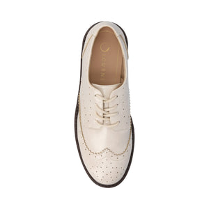CLAUDIYA OXFORD VEGAN LEATHER LOAFER IN WIDE - Bone Patent