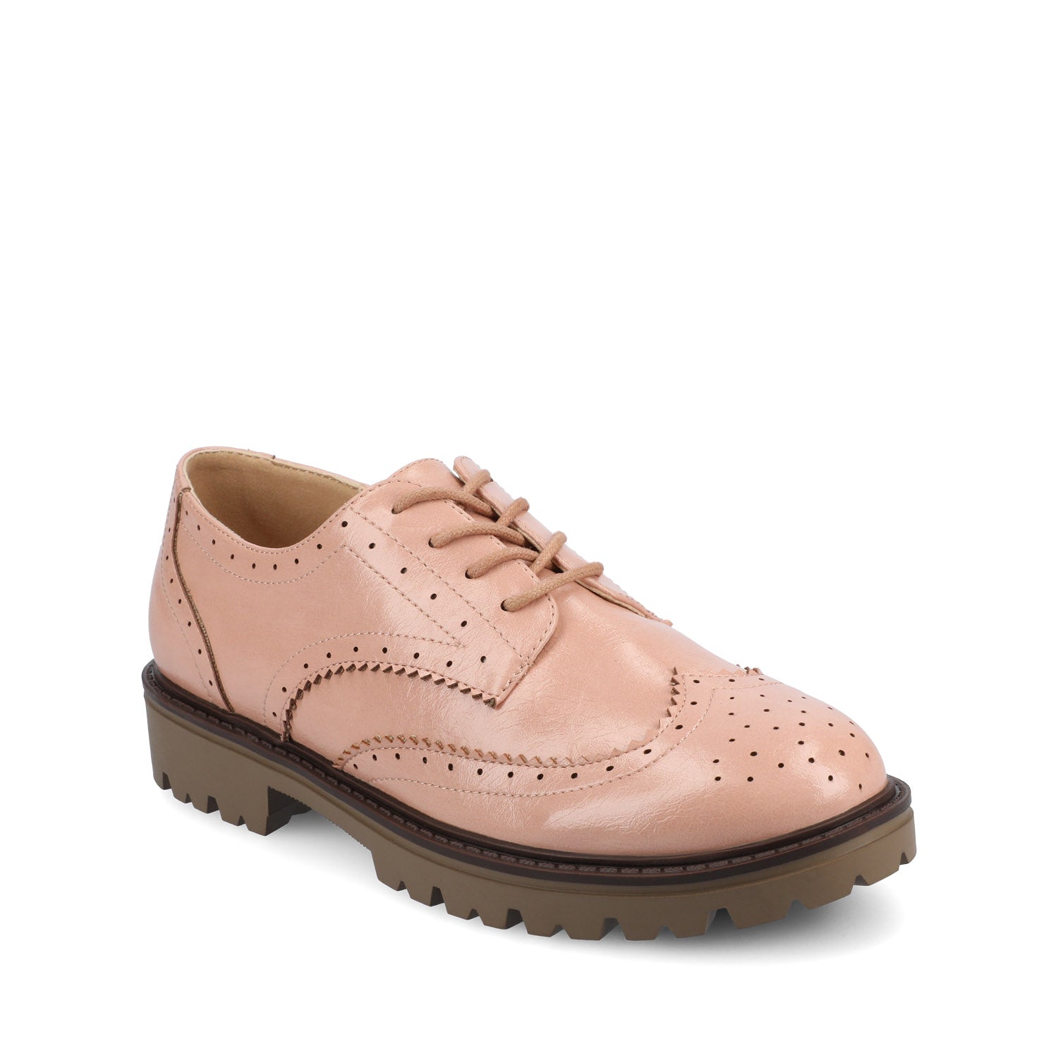 CLAUDIYA OXFORD VEGAN LEATHER LOAFER IN WIDE - Blush Patent