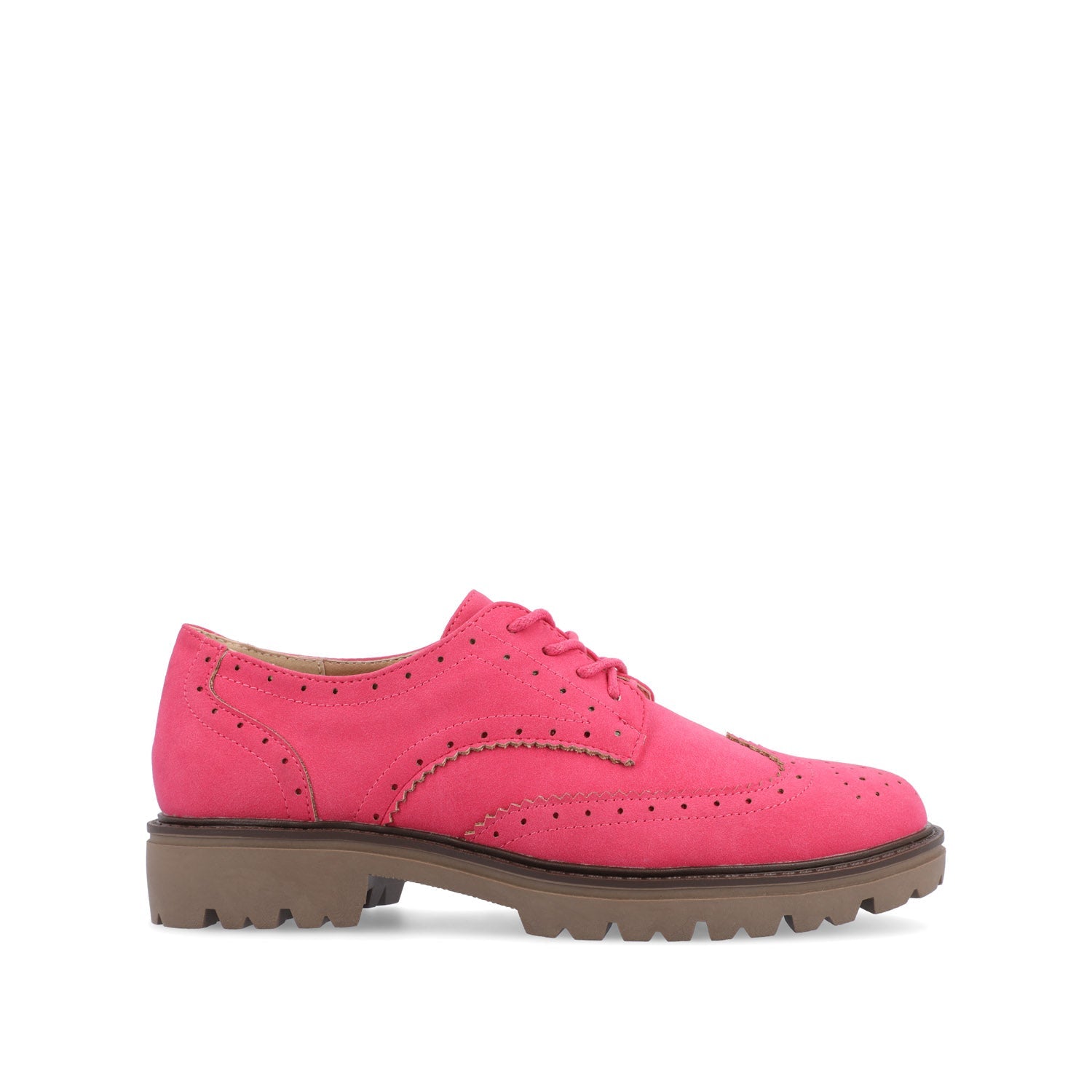 CLAUDIYA OXFORD LOAFER FLAT IN FAUX SUEDE - Pink Faux Suede