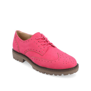 CLAUDIYA OXFORD LOAFER FLAT IN FAUX SUEDE - Pink Faux Suede