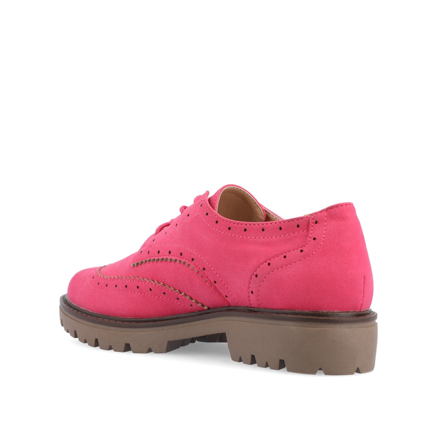 CLAUDIYA OXFORD LOAFER FLATS IN WIDE - Pink Faux Suede