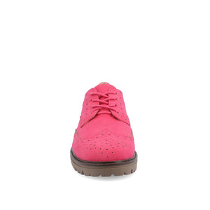 CLAUDIYA OXFORD LOAFER FLAT IN FAUX SUEDE - Pink Faux Suede