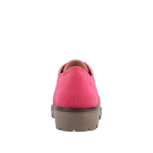 CLAUDIYA OXFORD LOAFER FLAT IN FAUX SUEDE - Pink Faux Suede
