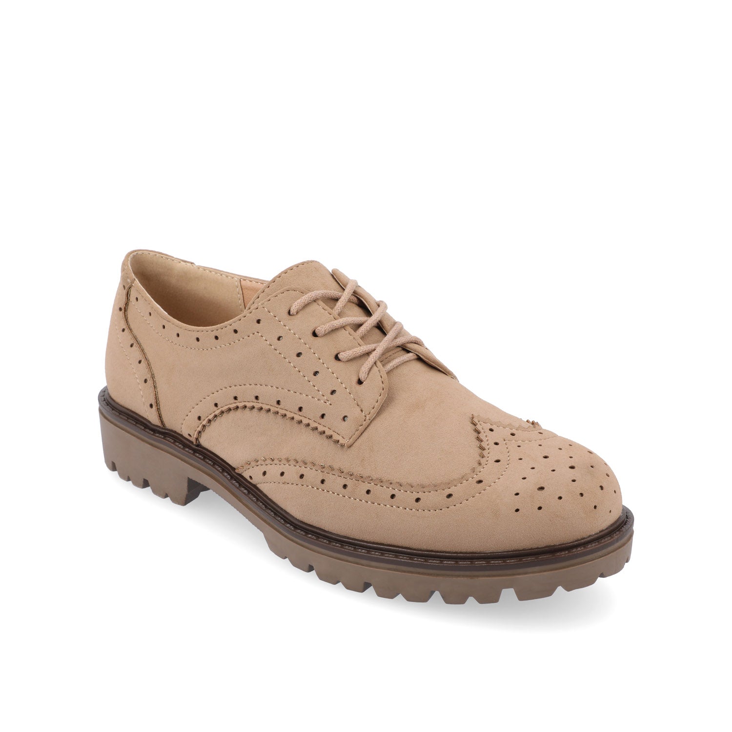 CLAUDIYA OXFORD LOAFER FLATS IN WIDE - Taupe Suede