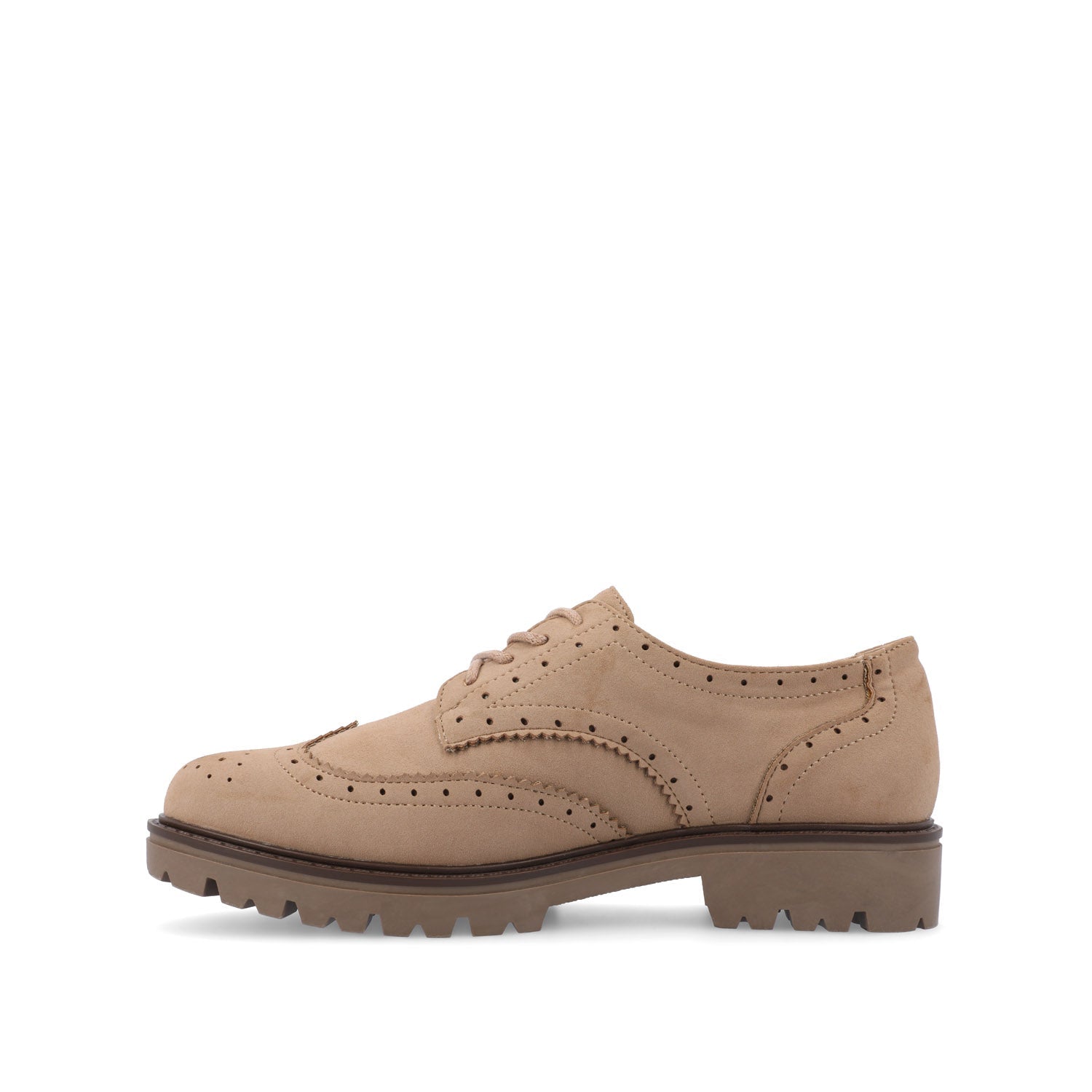 CLAUDIYA OXFORD LOAFER FLAT IN FAUX SUEDE - Taupe Suede