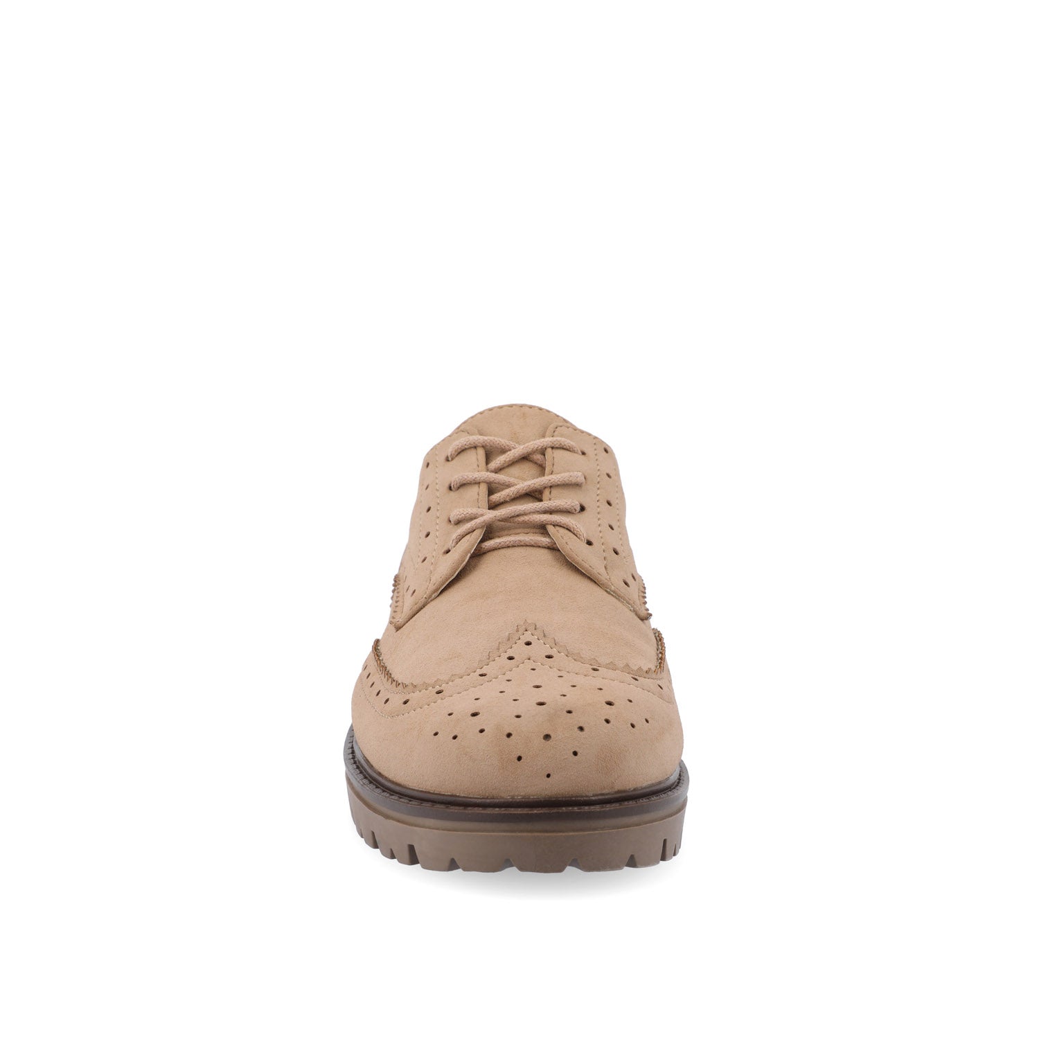 CLAUDIYA OXFORD LOAFER FLATS IN WIDE - Taupe Suede