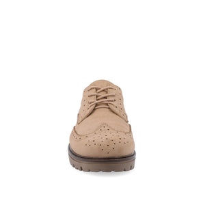 CLAUDIYA OXFORD LOAFER FLATS IN WIDE - Taupe Suede