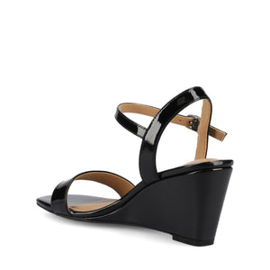 CLAYR STRAPPY WEDGE HEELS IN PATENT - Black Patent