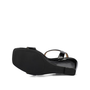 CLAYR STRAPPY WEDGE HEELS IN PATENT - Black Patent