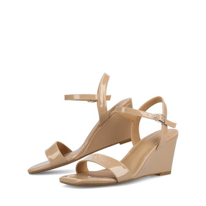CLAYR STRAPPY WEDGE HEELS IN PATENT - Nude Patent