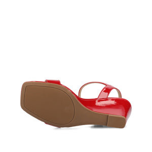 CLAYR STRAPPY WEDGE HEELS IN PATENT - Red Patent
