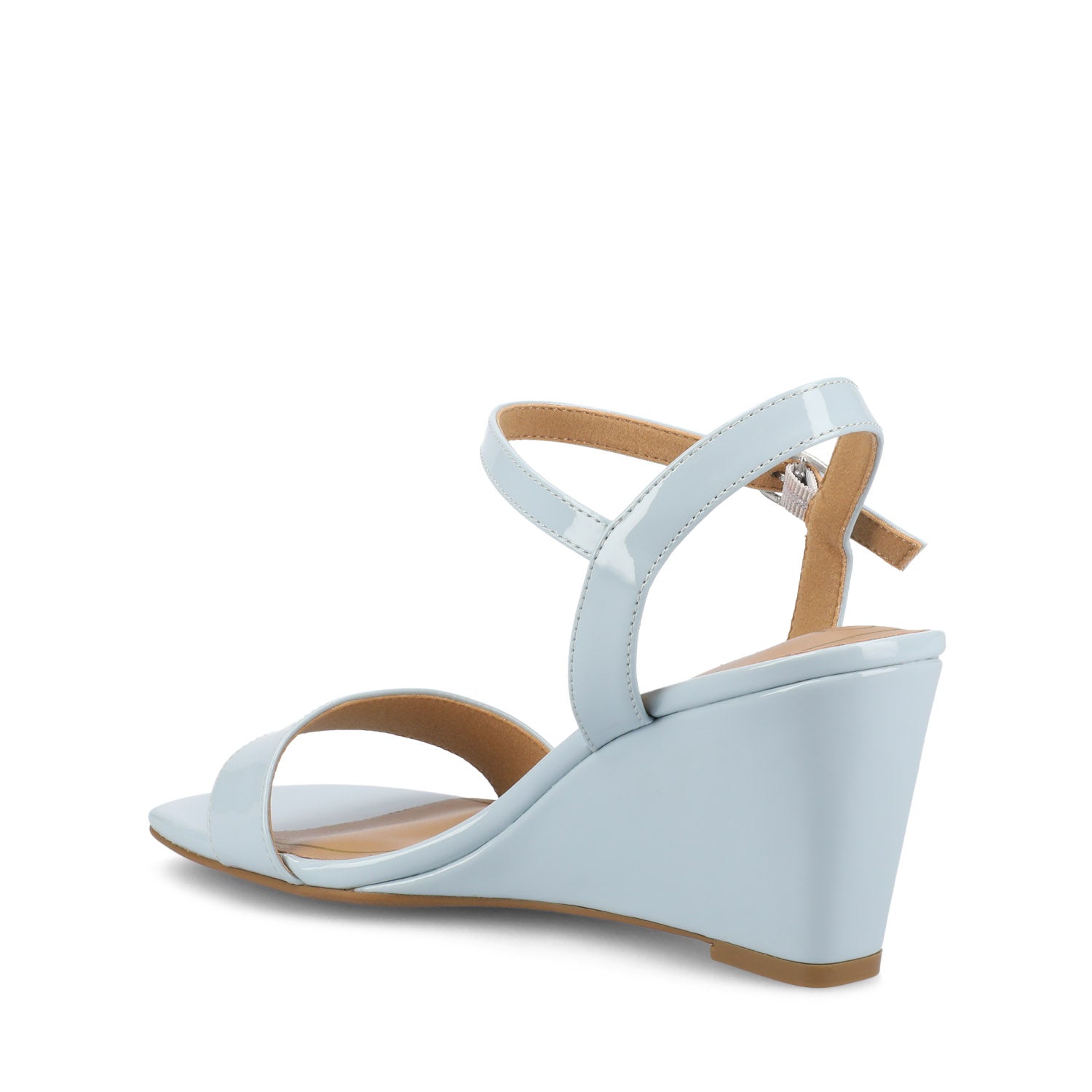 CLAYR STRAPPY WEDGE HEELS IN PATENT - Blue Patent