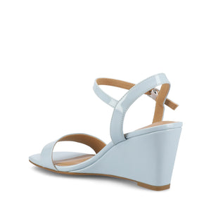 CLAYR STRAPPY WEDGE HEELS IN PATENT - Blue Patent