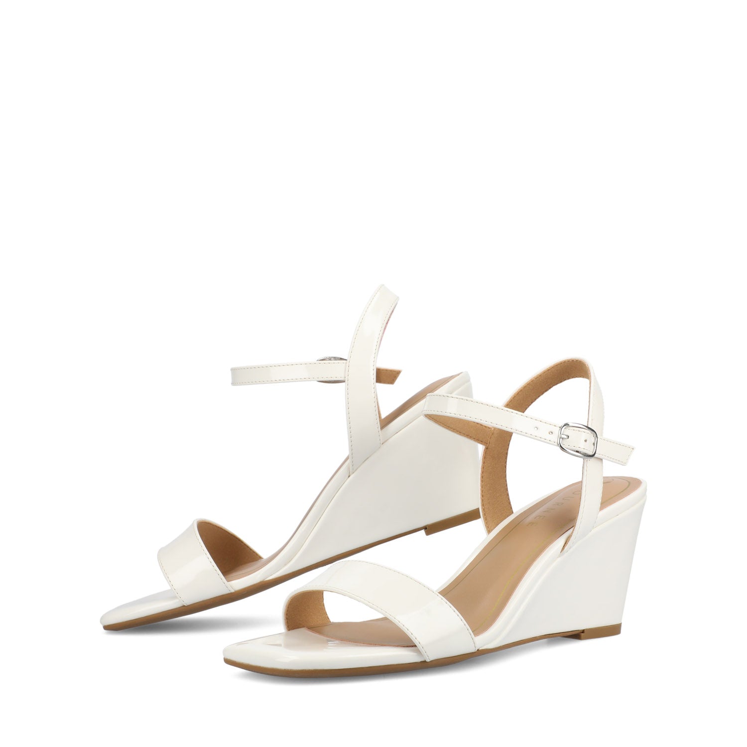 CLAYR STRAPPY WEDGE HEELS IN PATENT - White Patent