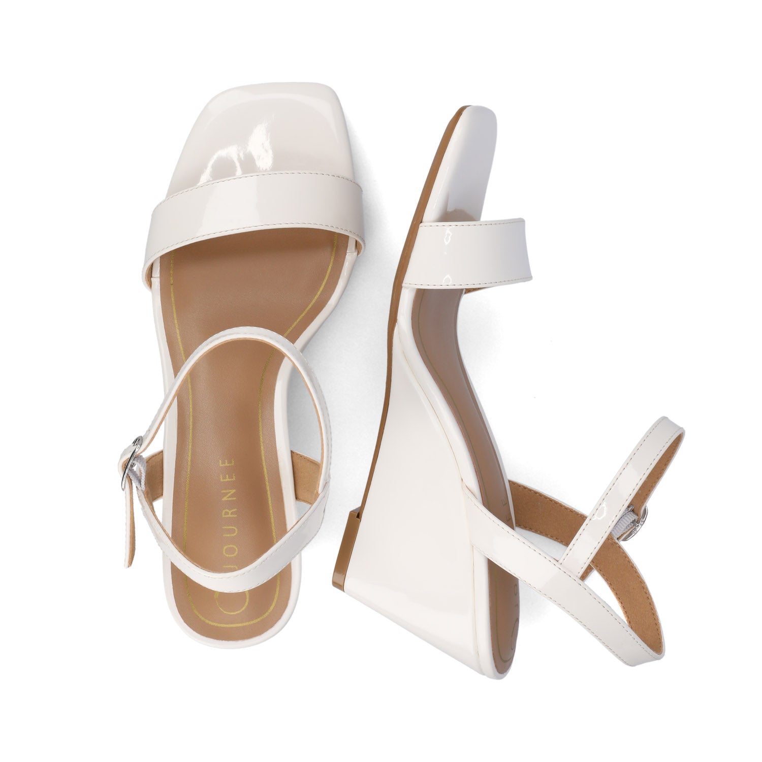 CLAYR STRAPPY WEDGE HEELS IN PATENT - White Patent